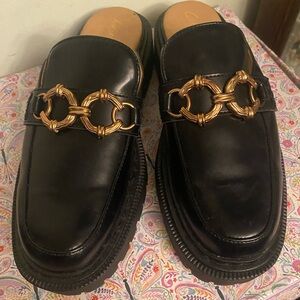 Circus by Sam Edelman Black Loafers with Gold Detailing